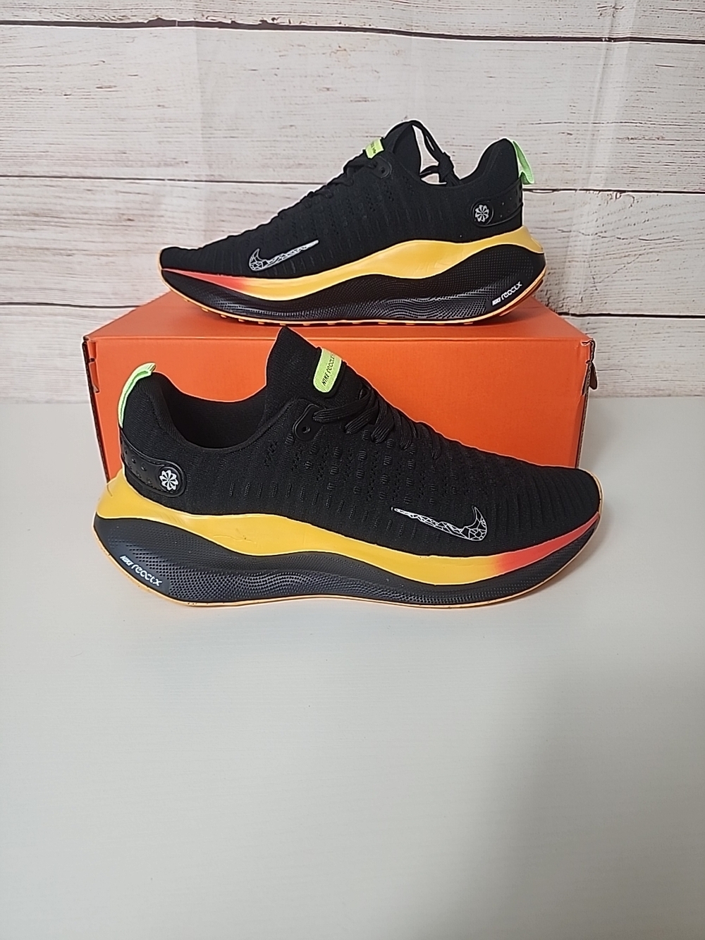 Nike Reactx Infinity Run 4 Unisex Black Yellow Orange Running Sneakers Sz M 7